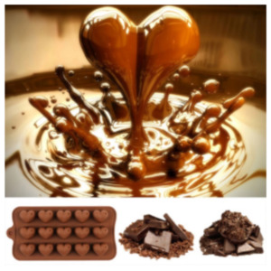 Силиконовая форма для изготовления шоколада в виде сердечек (21 х 11 см.)
